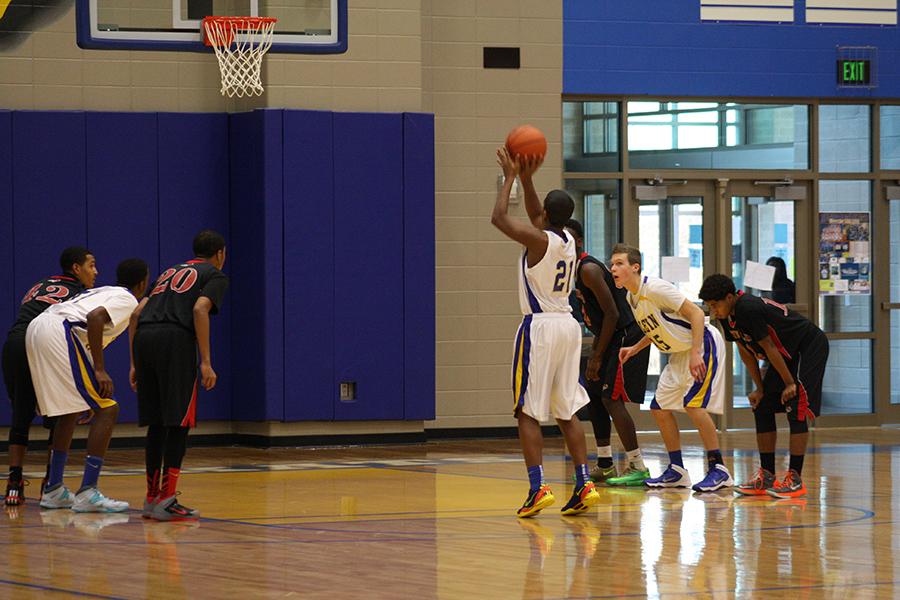 Sophomore Justin Moore shoots a free throw.