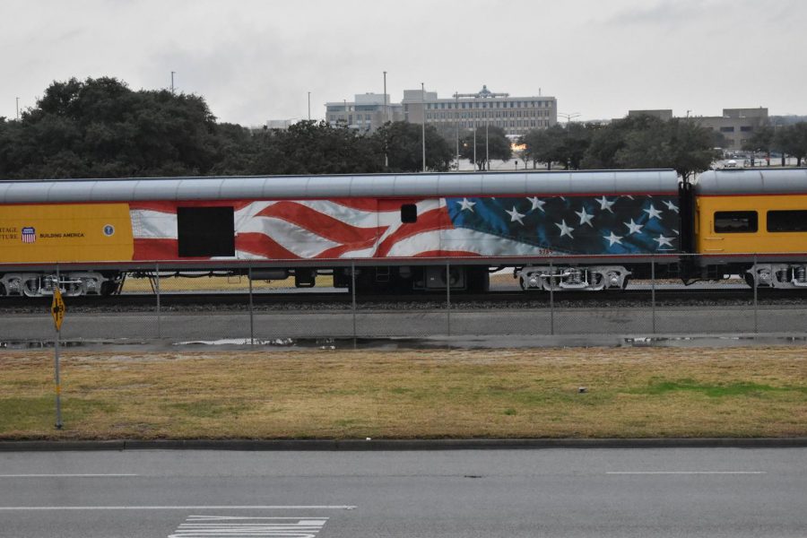 The Bush 4141 Train arrives In College Station.