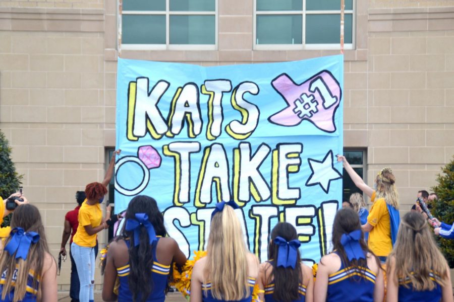 Several organizations give the volleyball a send off as they head to the state championship game in Garland on Dec. 11