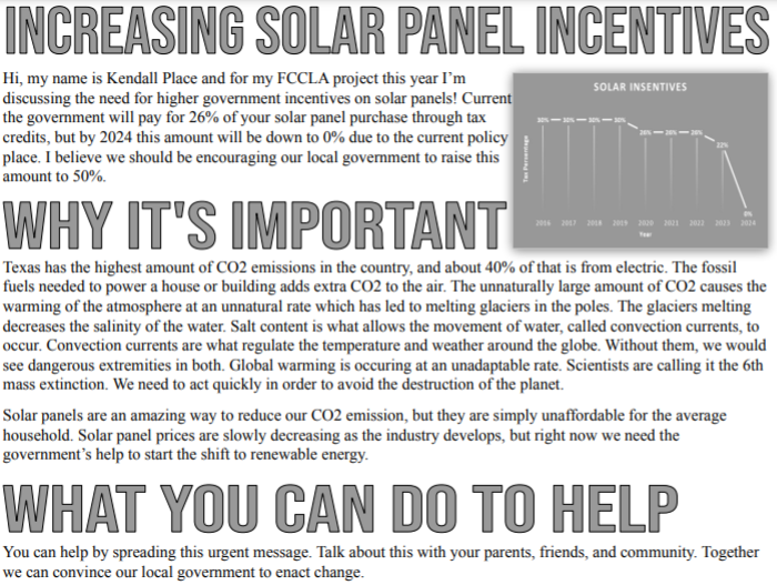 Kendall+Places+FCCLA+infographic+based+around+the+argument+that+solar+panels+can+help+solve+climate+change.