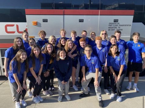The Klein High Swim Team   excitedly prepares for their road trip to Lubbock, Texas.